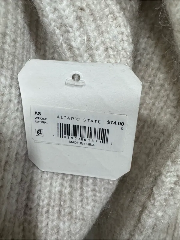 Altar’d State Norris Long Sleeve Cardigan Oatmeal Small New Cable Knit - Image 2
