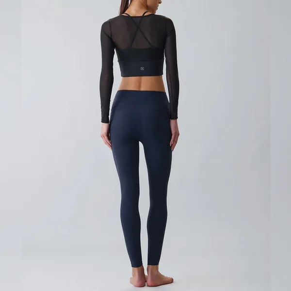 Berlook Activewear Navy High Waisted Pockets Leggings 24" - Image 4