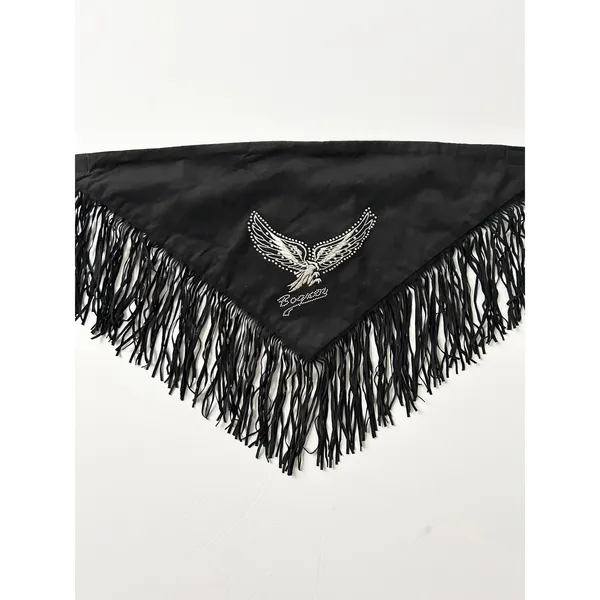 Bogner Scarf Neck Warmer Suede Black Eagle Rhinestone Fringe Western OS - Image 7