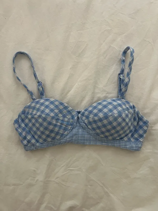 Favorite Daughter Blue Gingham Bralette - Image 2