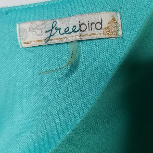 NWOT Freebird sheer poof sleeve vneck green dress sz Sm - Image 4