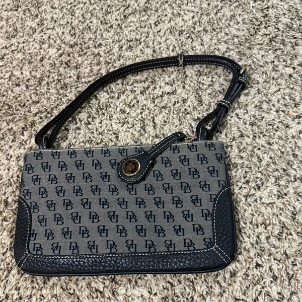 DOONEY & BOURKE Logo Hand‎ Bag Black Jacquard Leather Shoulder Purse - Image 2