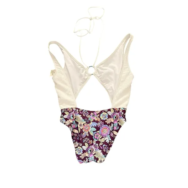 REEF Womens Bikini Gardenia Plunge One Piece Strappy Swimsuit Bikini Sz Medium - Image 3