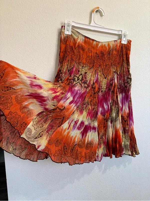 Tracy Evans Y2k Paisley Midi Skirt Boho Whimsigoth Tie Dye Pleated Size 3 - Image 3