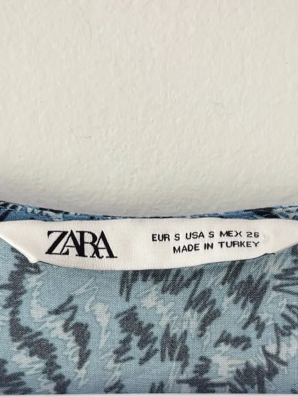 Zara The Angel Dress Blue Abstract Tiered Midi Dress Long Sleeves Flowy Boho - Image 6