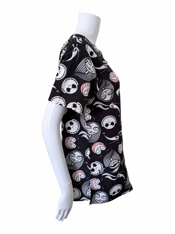 Nightmare Before Christmas Short Sleeve Scrub Top Size Medium Jack Skellington - Image 4