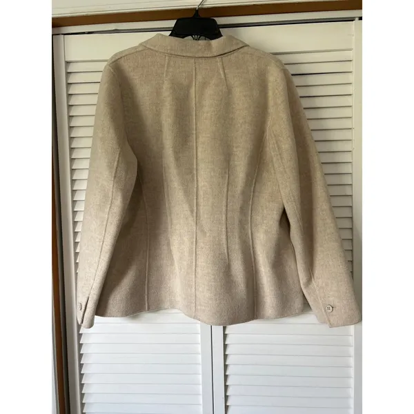 Talbots Womens 16 Wool Blend Blazer Jacket Oatmeal Beige Two Button Professional - Image 6