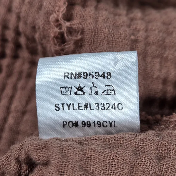 Cozy Co By Cozy Casual‎ Brown Gauze Cotton Henley Blouse L3324C M - Image 5