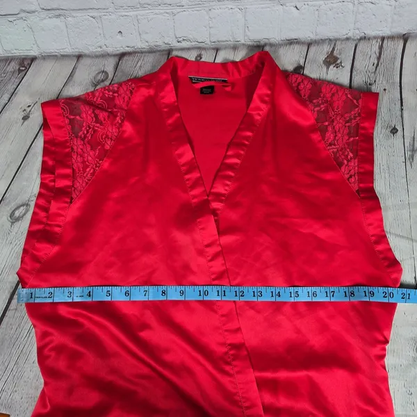 Victoria's Secret‎ Red Satin Lace Short Sleeve Kimono Robe M Boudoir Sexy - Image 5