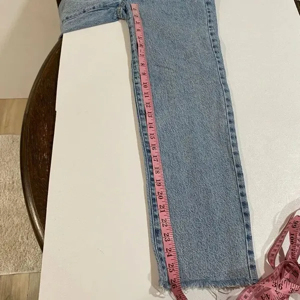 PacSun High Rise Straight Leg Jeans Size 23 Light Wash Raw Hem - Image 7