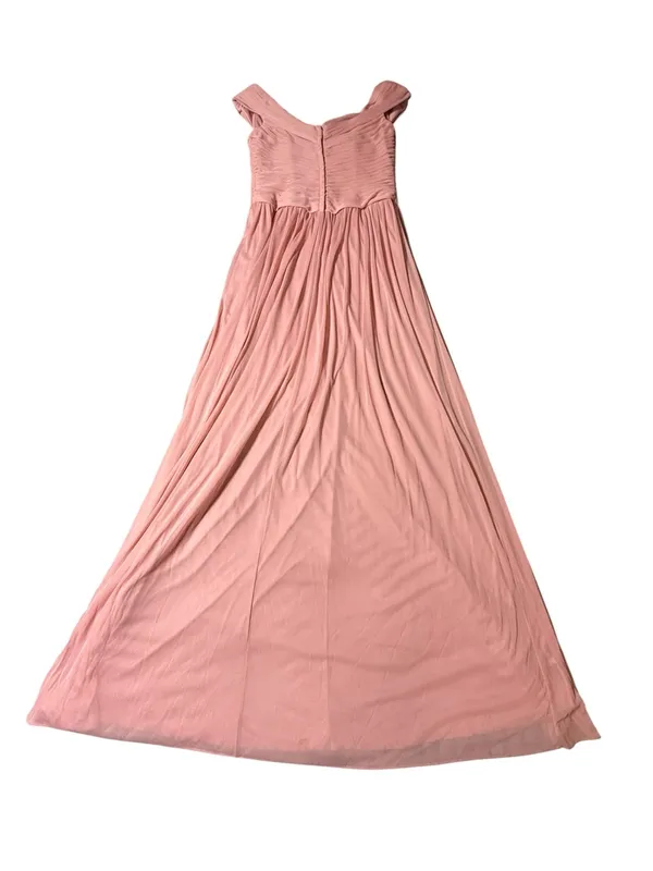 David’s Bridal Pink Mesh Versa Convertible Bridesmaid Dress Size 8 Maxi Gown - Image 3