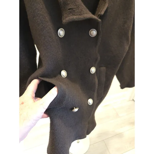Gap 100% Wool Small Brown Double-Breasted with Pockets Jacket Womens - Image 2