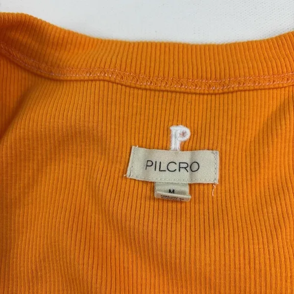 Anthropologie Pilcro Tank Top Womens Medium Orange Scoop Neck Ribbed Knit Basic - Image 2