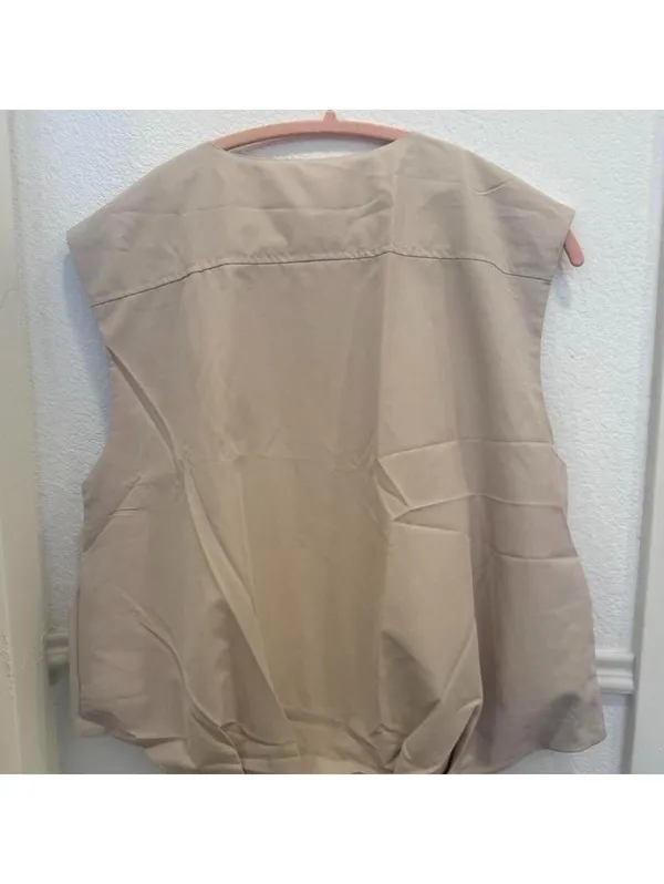 Beige Zip Vest Tan Size XS - Image 4