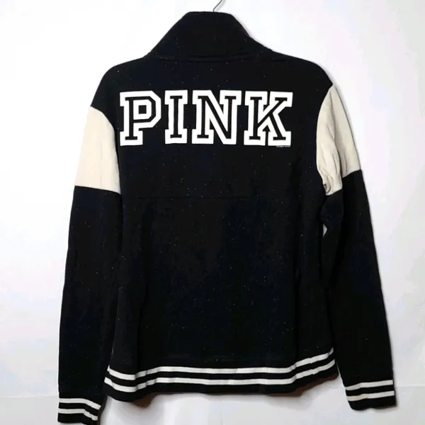 PINK - Victoria's Secret quarter zip black sweatshirt sz M - Image 2
