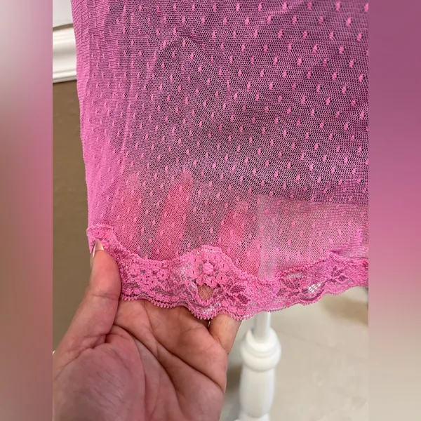 Vintage Victoria’s Secret Teddy‎ M bubblegum Pink Sheer Lace Babydoll Lingerie - Image 10
