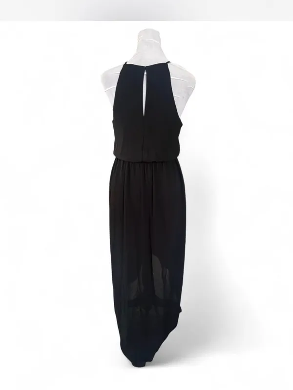 Lush Black Halter-Style Maxi Dress - Image 3