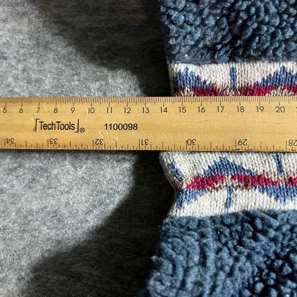 Vintage Norm Thompson Fleece Fill Zip Cardigan‎ Aztec Trim Pockets Cozy Blue M - Image 4