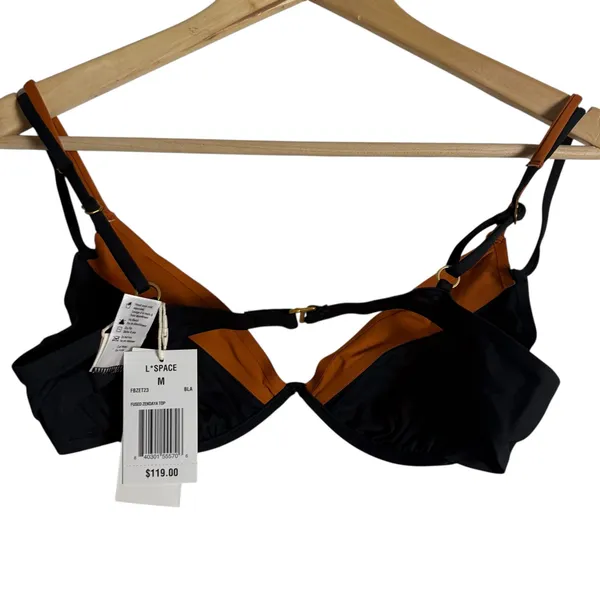L*Space Fused Zendaya Bikini Swim Top Black Brown Sienna Layered Size M - Image 4