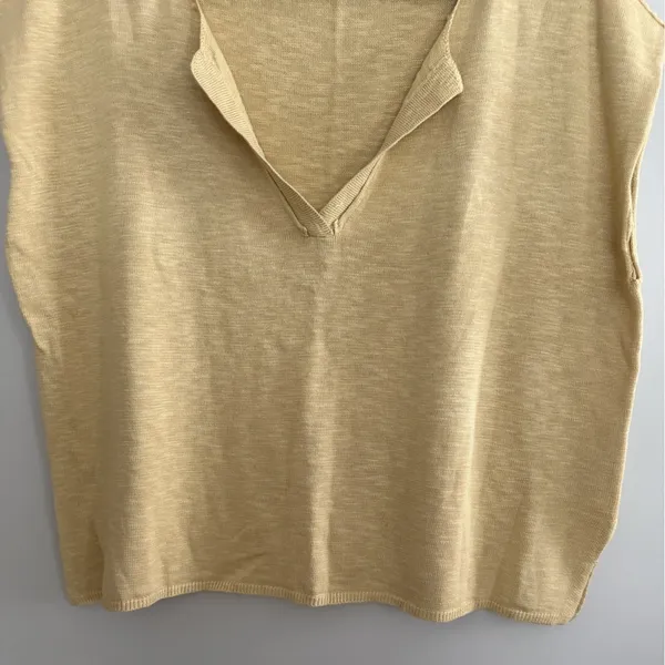 Free People FP Beach Marina Del Sol Sweater Top Golden Yellow Women's Size Large - Image 5