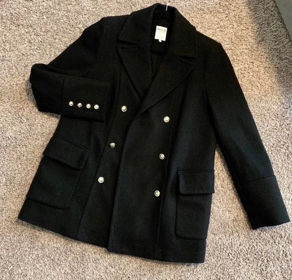 Zara NWOT black double breasted peacoat - Image 2
