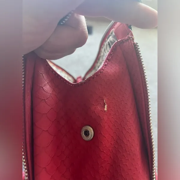 Guess Cherry Red Snake Embossed Satchel Y2K Glam Statement Handbag - Image 12