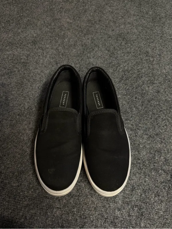 Topshop Black Slip-On Platform Sneakers with White Sole - Image 2