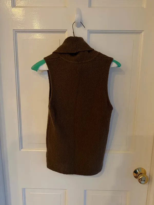 Splendid x Cella Jane Brown Cowl Neck Sweater Vest - Image 3