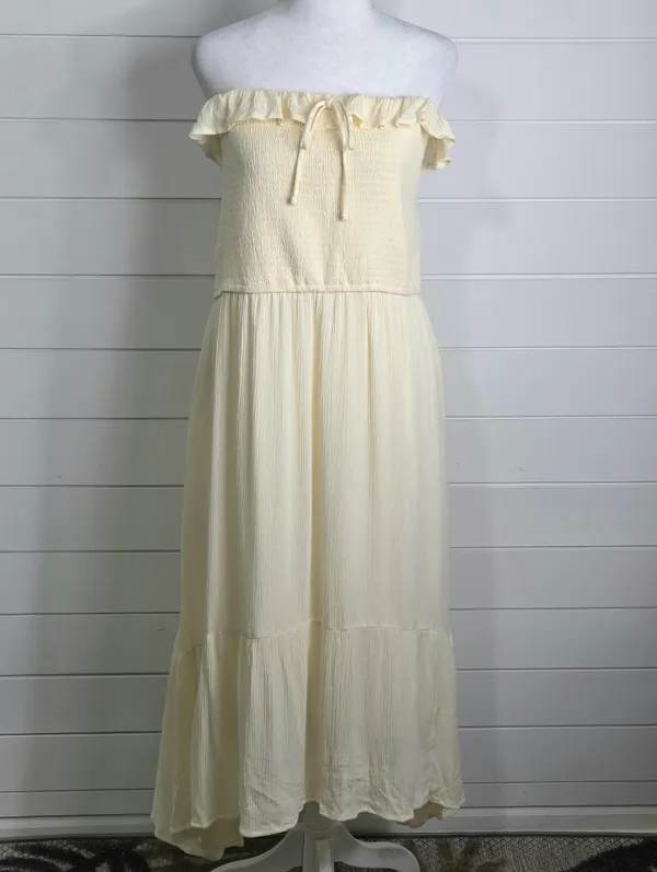 Hollister Cream Smocked Strapless Ruffle Maxi Dress size XXL P - Image 3