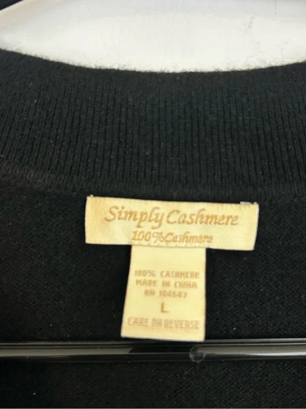 Simply Cashemere Black Pullover Collared Polo Sweater V-neckline 100% Size Small - Image 5