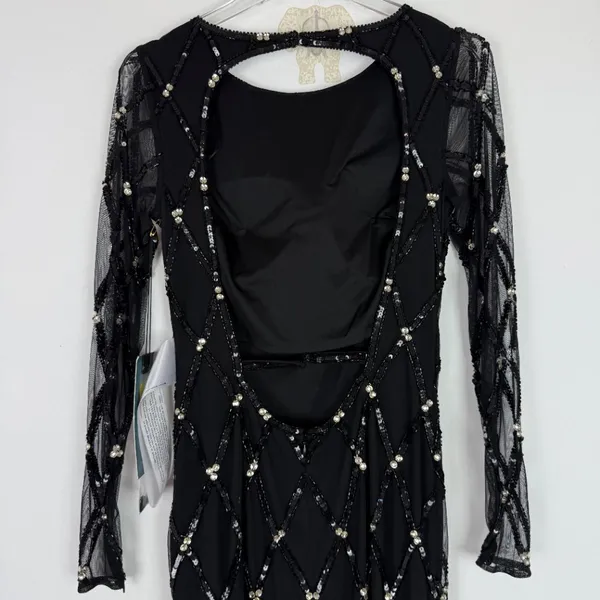 NWT Mac Duggal #9109 Sequin Embellished Long Sleeve Gown Dress Black Size 0 NEW - Image 12