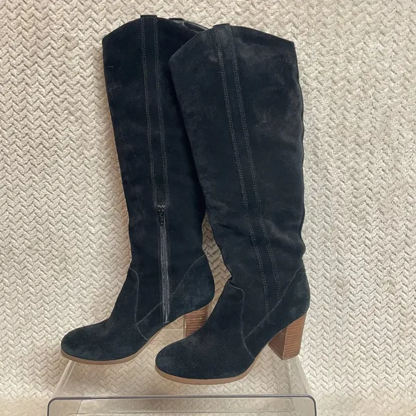 Sole Society Womens‎ Cleo Knee High Black Suede Block Heel Boot Whimsigoth 8.5 - Image 4