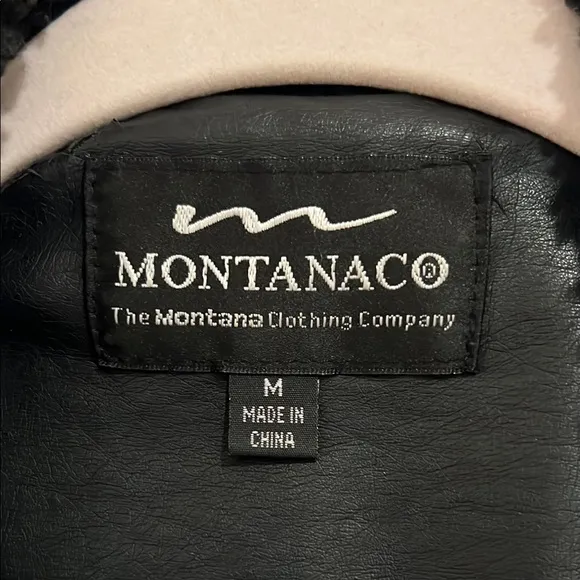 Montanaco‎ Black Women's medium faux leather Jacket with embossed design - Image 2