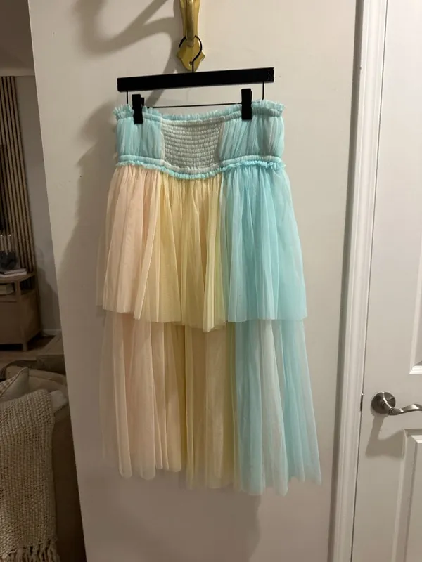 Pernille Anthropologie Rosenkilde Strapless Colorblock Tulle Dress Size X-Small - Image 6