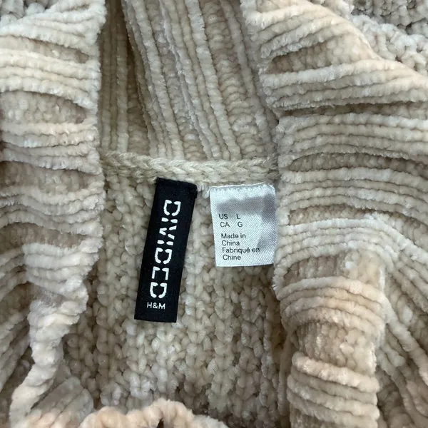 H&M Tan Waffle Knit Chenille Mock Neck Sweater Size Large Fall Soft - Image 5
