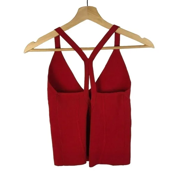 Zara Knit Red V-Neck Bandage Fitted‎ Tank Top S - Image 2