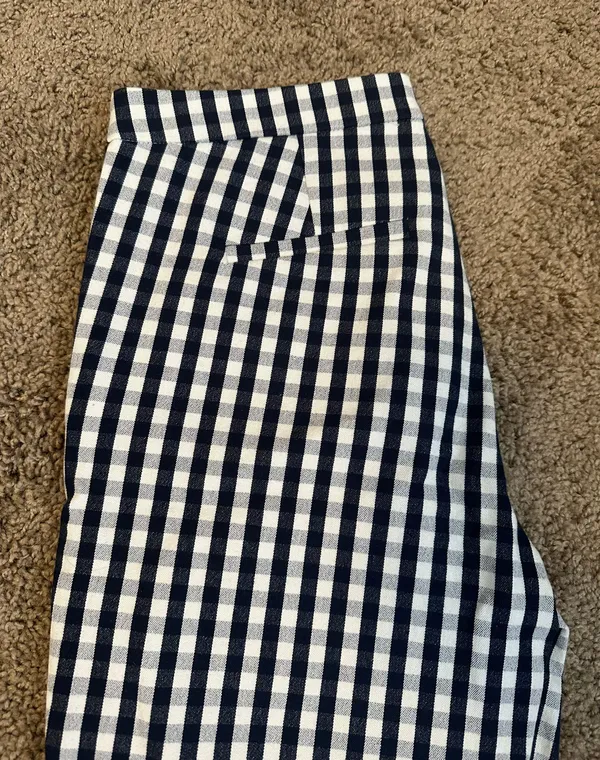 Navy and White J Crew Checkered Tailored Slacks - Image 2