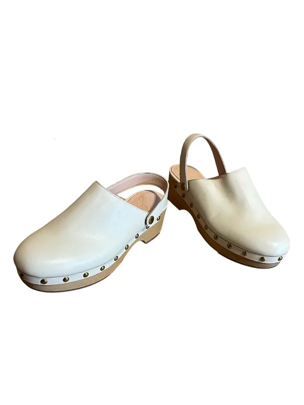 J. Crew Beige Leather Grommet Studded Convertible Clog Shoes Style Baa188 (8.5) - Image 6