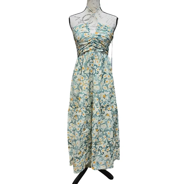 Bishop + Young NWT Aeries Halter Dress Lagos Print Floral Cotton Maxi Small - Image 4