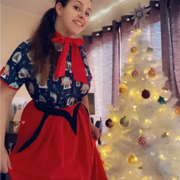 Unique Vintage Holiday blouse pussybow - Image 6