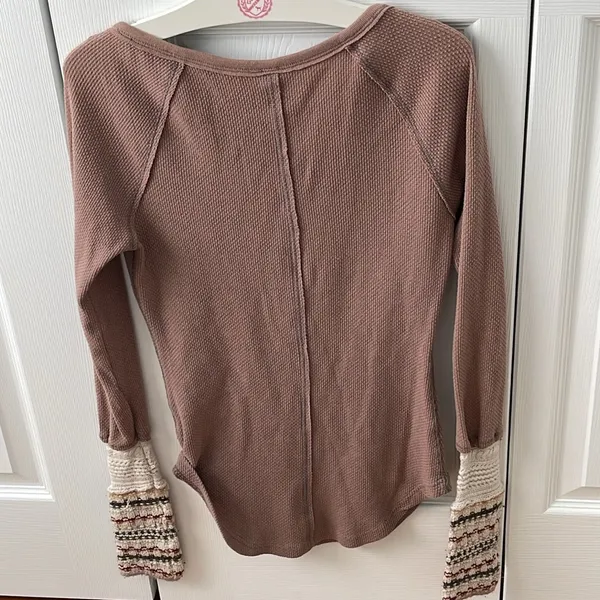 Free People Ski Lodge Cuff Thermal in Mushroom Combo - Image 3