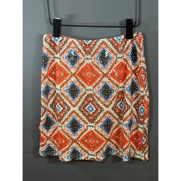 Francesca’s Sequin Bodycon Mini Skirt Multi Diamond Pattern Womens M Blue Size M - Image 5