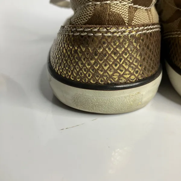 Coach Gema tan & gold monogram canvas sneakers women's size‎ 9 missing a logo - Image 5