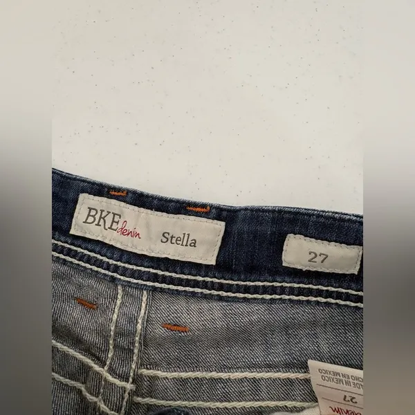 Women’s BKE STELLA Cropped Raw Hem Jeans‎ Sz 27 Fade Whisking Low Rise EUC - Image 9