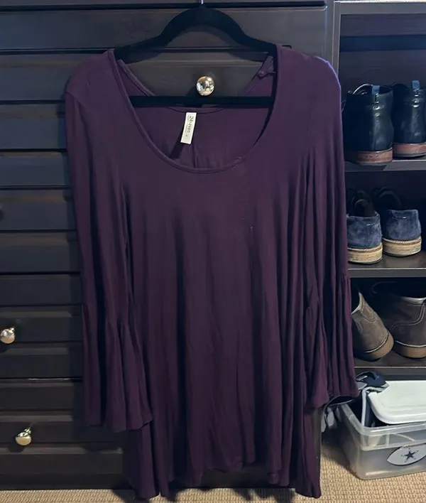 Stretchy tunic 24Seven xl scoop neck 3/4 sleeve with full ruffle swing bottom - Image 3