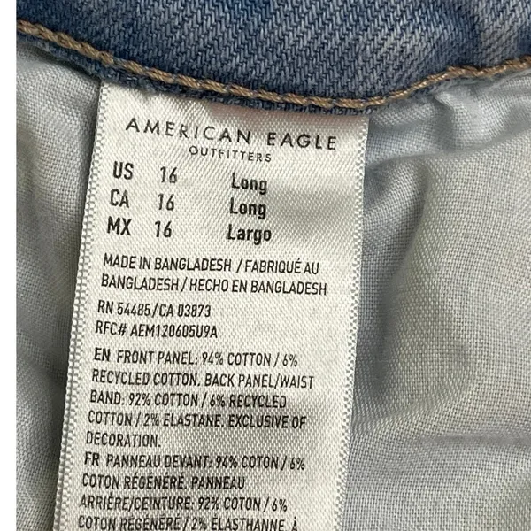 American Eagle AE Curvy Super High-Rise Baggy Straight Jeans Light Blue Size 16L - Image 10