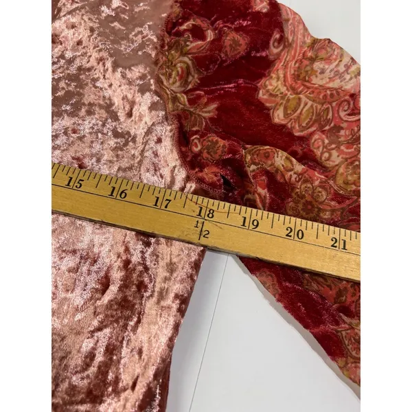 Mystree Rose Crushed Velvet Paisley Bell‎ Sleeve Boho Top Size M - Image 9