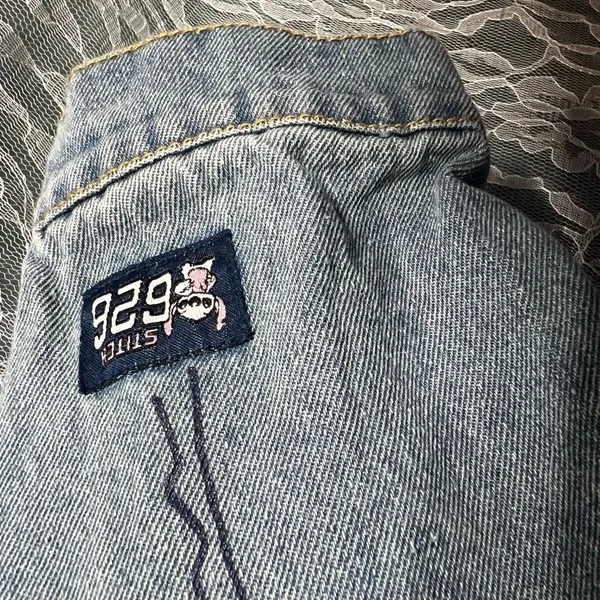 Disney Stitch Denim Jean Trucker Jacket Embroidered and Drawings Urban - Image 6