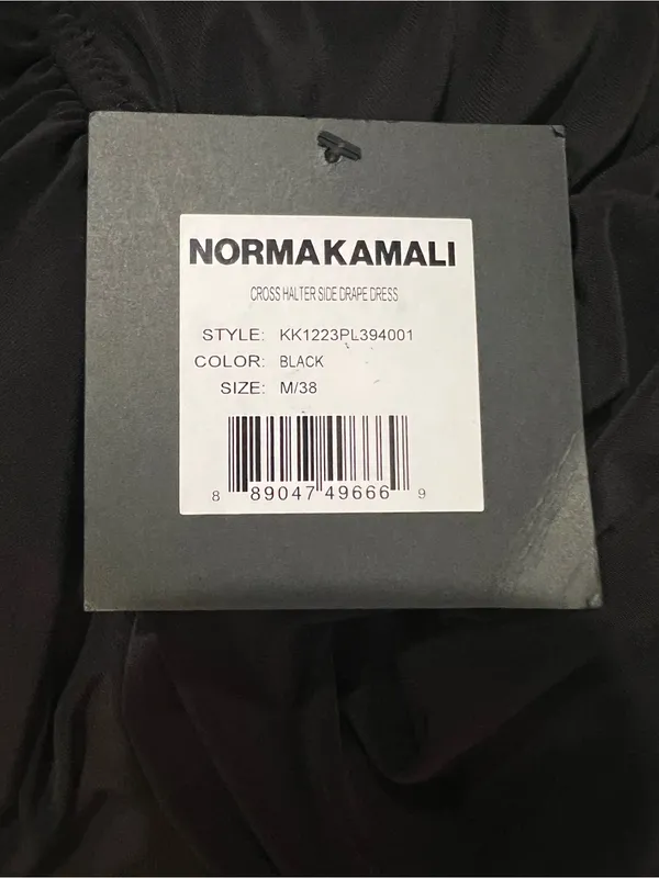 Norma Kamali Cross Halter Side Drape Black Gown Dress Size M NWT - Image 3