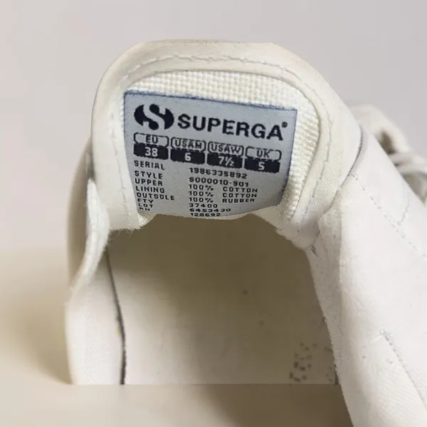 Superga White Canvas Cotu Classic Sneakers Men-6 Women 7.5 - Image 6